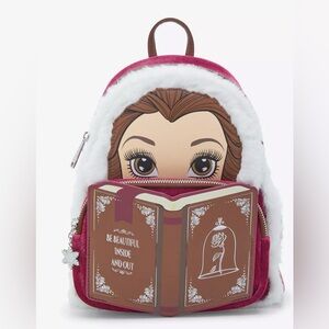 NWT Loungefly Disney BATB Belle Winter Wear Storybook Mini Backpack